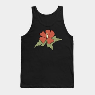 Red Hibiscus Tank Top